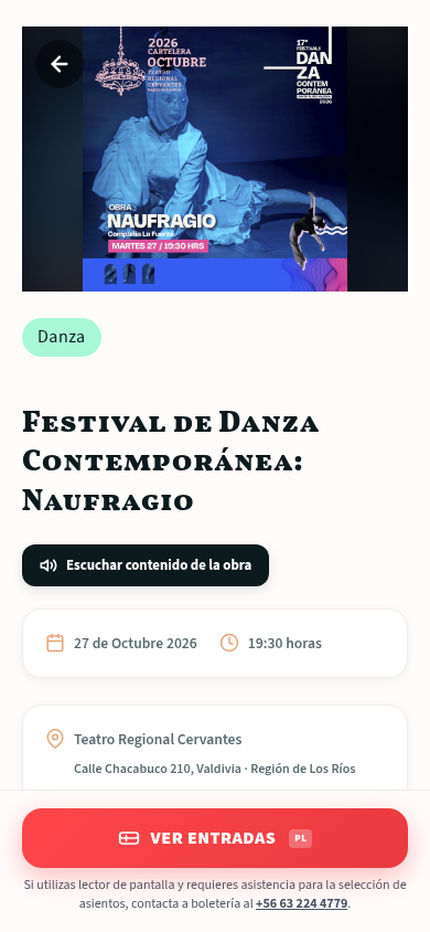 Detalle de evento desde la cartelera
